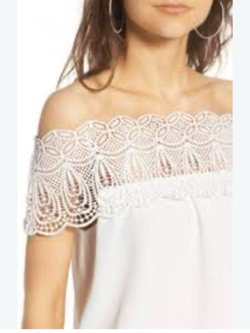 Off-Shoulder White Crochet Lace Women's Top